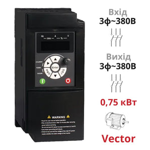 Векторний частотний перетворювач 0,75 кВт трифазний SPLC-AT20-0R75G-4 із захистом IP20 від компанії Nietz Electric для двигунів 3Ф~380В