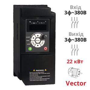 Векторний частотний перетворювач 22 кВт трифазний SPLC-AT20-22G/30P-4 із захистом IP20 для двигунів 3Ф~380В від Nietz Electric