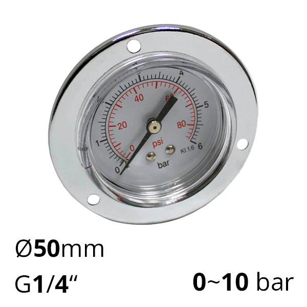 Манометр пневматический 50 мм, 1/4″, 0-10 бар (SA-GF50-10)