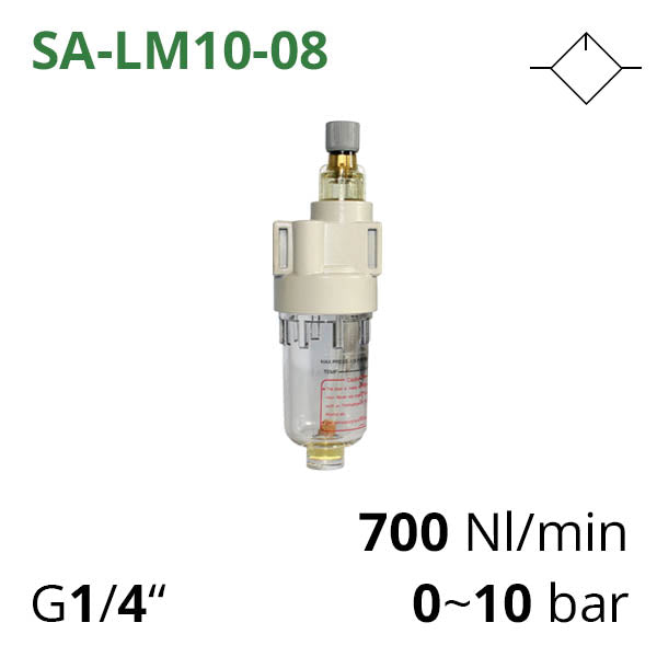 SA-LM10-18 - Лубрикатор G1/4&quot;, 0-10 бар, витрата повітря 700 л/хв