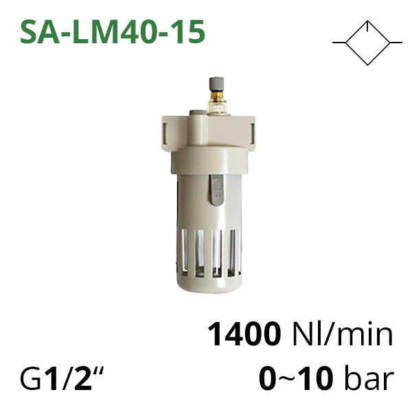 SA-LM40-15 - Лубрикатор G1/4&quot;, 0-10 бар, витрата повітря 1400 л/хв
