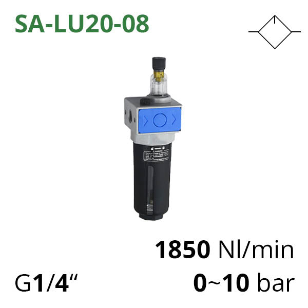 SA-LU20-08 - Лубрикатор G1/4&quot;, 0-10 бар, витрата повітря 1850 л/хв