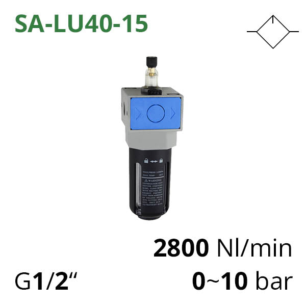 SA-LU40-15 - Лубрикатор G1/2&quot;, 0-10 бар, витрата повітря 2800 л/хв