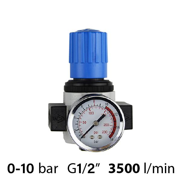 SA-RN40-15 - Регулятор тиску повітря з манометром: різьблення G1/2", 0-10 бар, витрата 3500 л/хв