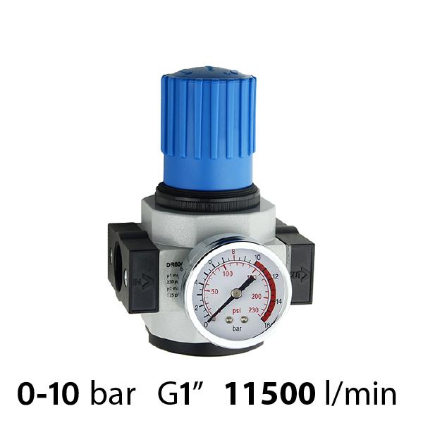 SA-RN60-25 - Регулятор тиску повітря з манометром: різьблення G1", 0-10 бар, витрата 11500 л/хв
