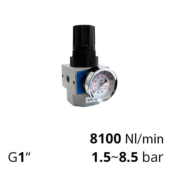 Регулятор давления воздуха с манометром 1/4"~1/2", 10 бар, до 8100 л/мин (серия SA-RU)