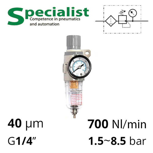 Фільтр-регулятор повітря 1/4″ SA-WM10-08 з манометром та кронштейном