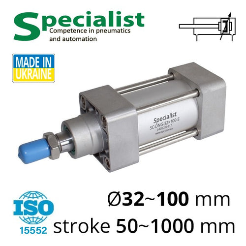 Пневмоциліндри серії SC-DNG по стандарту ISO15552 (ISO6431) з круглою гільзою та діаметром поршню 32-100 мм