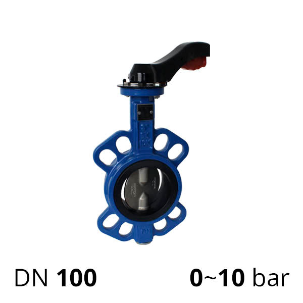 Дисковая поворотная задвижка ДУ 100 нержавеющая межфланцевая разборная с рукояткой серии SCBF-D674