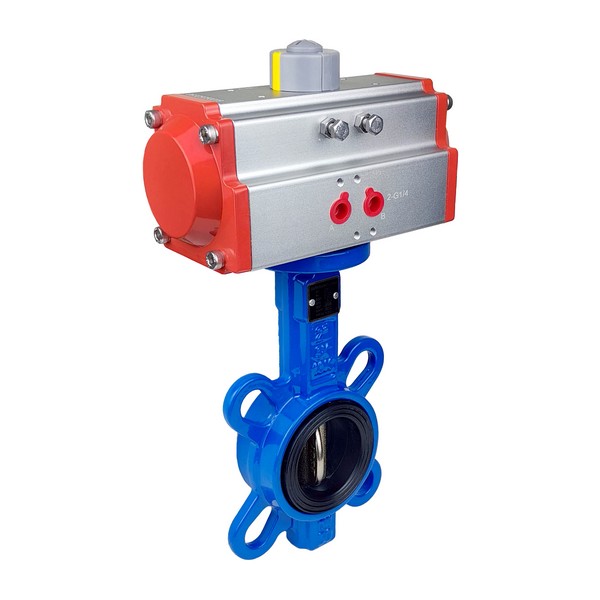 Дисковая поворотная задвижка ДУ 65 чугунная межфланцевый с пневмоприводом серии SCBF-D673