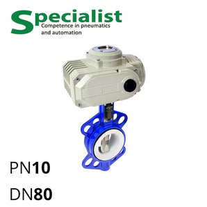 Дисковий поворотний затвор ДУ 80 нержавіючий з електроприводом SCBF-D674