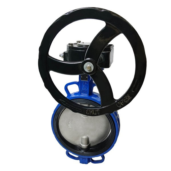 Дисковый поворотный затвор ДУ 250 чугунный межфланцевый неразборной с редуктором серии SCBF-D673