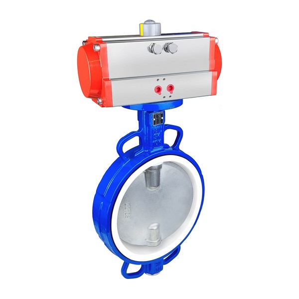 Дискова поворотна засувка ДУ 150 нержавіюча міжфланцева розбірна з пневмоприводом серії SCBF-D674