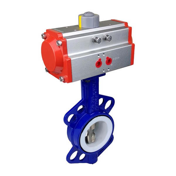 Дискова поворотна засувка ДУ 100 нержавіюча міжфланцева розбірна з пневмоприводом серії SCBF-D674