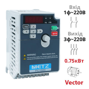 Перетворювач частоти з ЕМС-фільтром на 0.75 кВт 220 В (SPLC-FC1000-0R75G2)