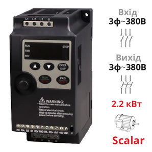 Скалярний частотний перетворювач 2,2 кВт трифазний SPLC-NLP1000-2R2G-4 із захистом IP20 від компанії Nietz Electric для двигунів 3Ф~380В
