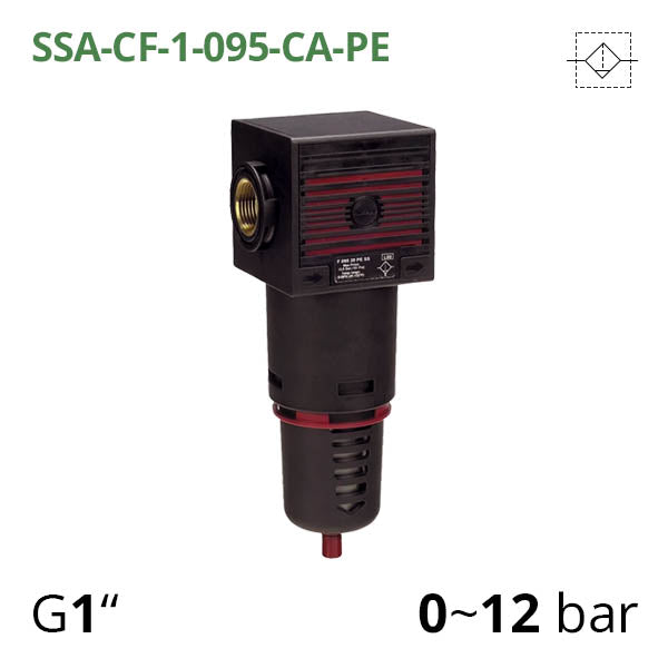 Вугільний фільтр стиснутого повітря 0-12 бар, 1" (SSA-CF-1-095-CA-PE)