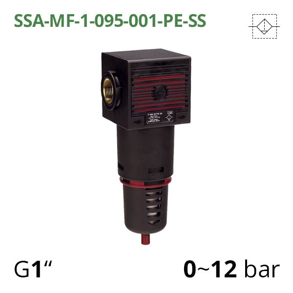 Мікрофільтр стиснутого повітря 0-12 бар, 1", 0,01 мкм (SSA-MF-1-095-001-PE-SS)
