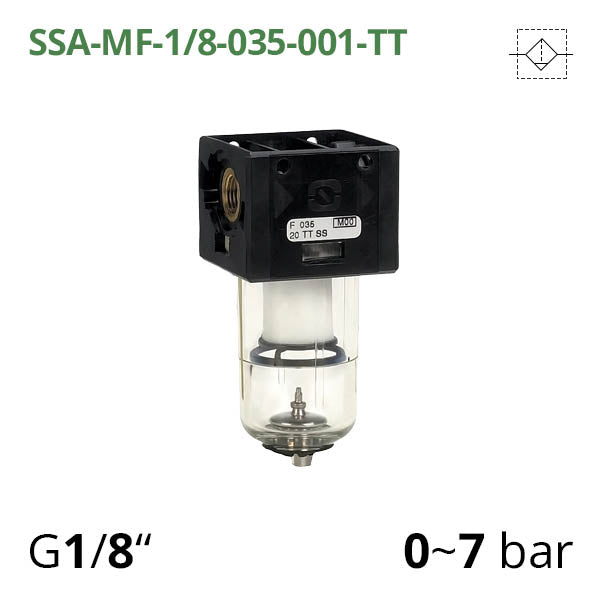 Мікрофільтр стиснутого повітря 0-7бар, 1/8", 0,01 мкм (SSA-MF-18-035-001-TT)