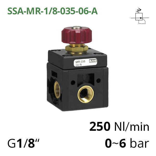 SSA-MR-1/8-035-06-A - Мінірегулятор без скидання надлишкового тиску G1/8&quot;, 0~6 бар, 250 л/хв AIRCOMP