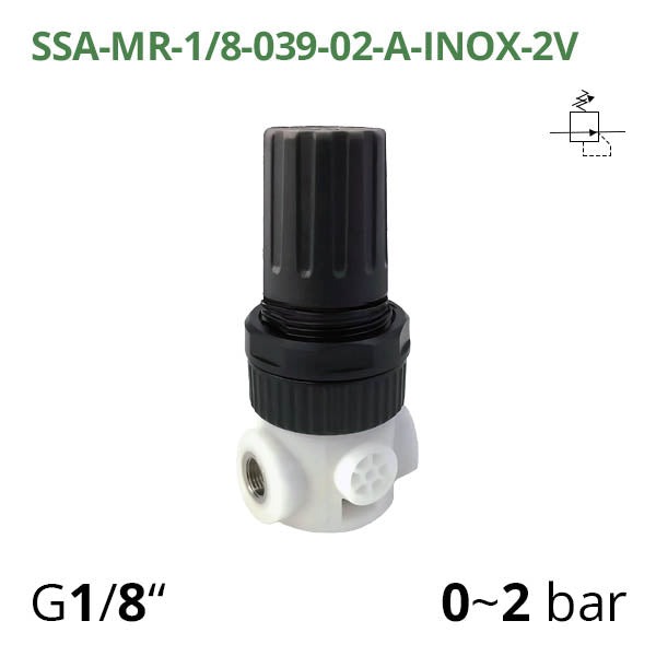 SSA-MR-1/8-038-NG-02-A-INOX-2V - Мінірегулятор тиску для харчової промисловості G1/8&quot;, 0~2 бар, 900 л/хв AIRCOMP