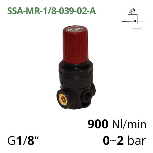 SSA-MR-1/8-039-02-A - Мінірегулятор без скидання надлишкового тиску повітря G1/8", 0~2 бар, 900 л/хв AirComp