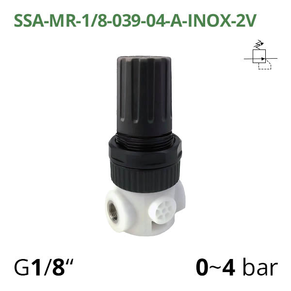 SSA-MR-1/8-038-NG-04-A-INOX-2V - Мінірегулятор тиску для харчової промисловості G1/8&quot;, 0~4 бар, 900 л/хв AIRCOMP