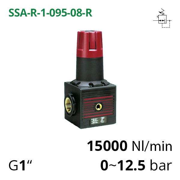 SSA-R-1-095-08-R - Мінірегулятор тиску повітря механічний G1&quot;, 0~8 бар, 15000 л/хв AIRCOMP