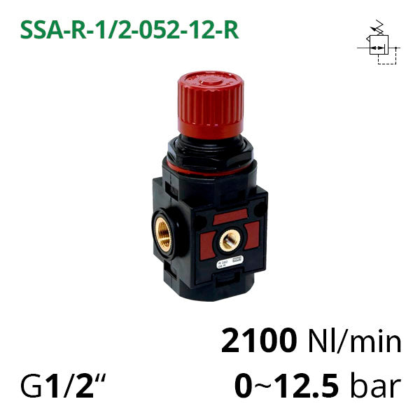 SSA-R-1/2-052-12-R - Мінірегулятор тиску повітря механічний G1/2&quot;, 0~12 бар, 2100 л/хв AIRCOMP