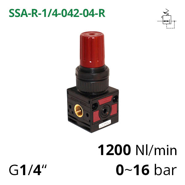 SSA-R-1/4-042-04-R - Мінірегулятор тиску повітря механічний G1/4&quot;, 0~4 бар, 1200 л/хв AIRCOMP