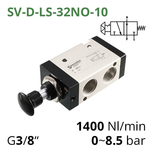 Пневмораспределитель 3/2 серий SV-CL(S) или SV-DL(S)D с кнопкой для ручного управления