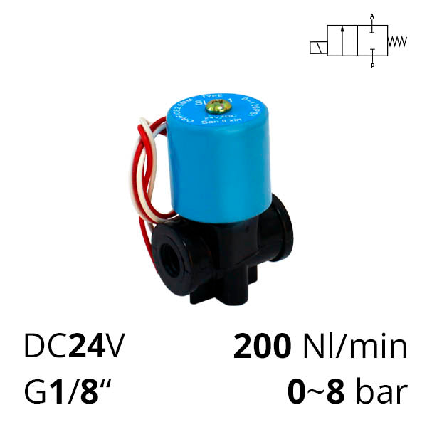 Електромагнітний клапан 24 вольт, різьба - G⅛”, нормально закритий 2/2 серії SV-FP-ES-22NC-06-DC24V