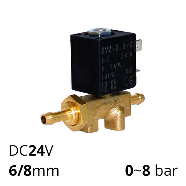 Электромагнитный клапан для полуавтомата 8-6 мм ДУ 2.2 мм серии SV-WZ-ES-22NC-2.2-C-DC24V