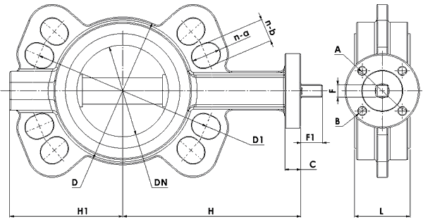 Дисковий поворотний затвор Specialist на кресленні