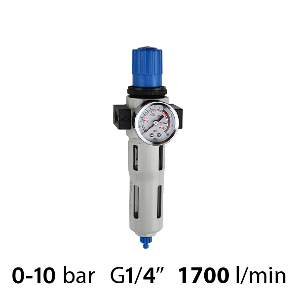 Фільтр-регулятор повітря 1700 л/хв, 1/2", 25 мкн (SA-WN20-08) з манометром та кронштейном
