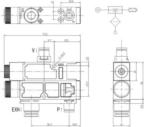 Вакуумний ежектор з фільтром CTAGZ12-A-08-08-08