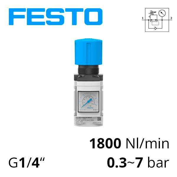 Компактний регулятор тиску Festo MS4-LR-1/4-D6-AG-BAR-B