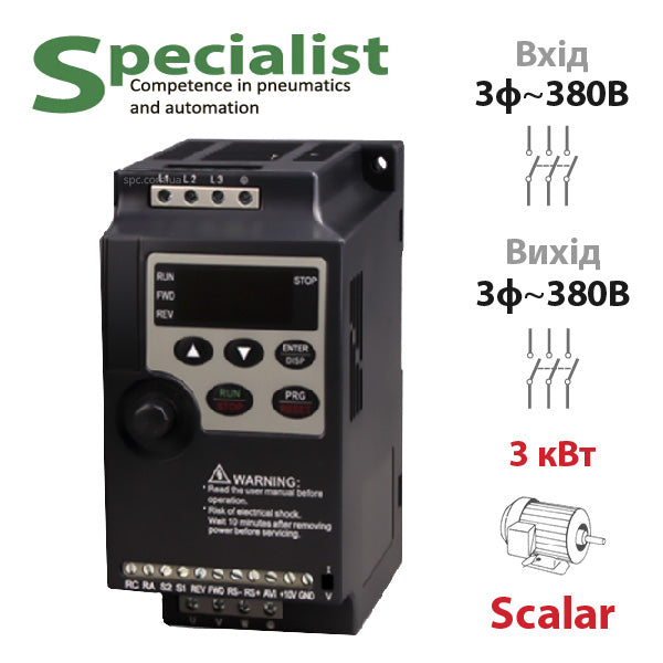 Скалярный преобразователь частоты 3 кВт, 3Ф~3Ф/380В (SPLC-NLP1000-3R0G-4)