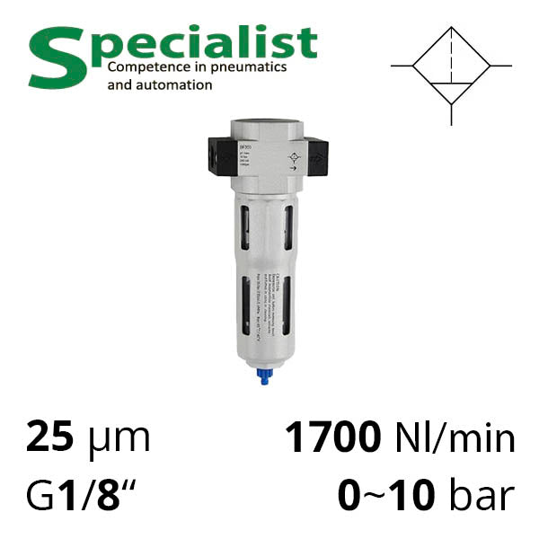 Фільтр стисненого повітря 1/8″ 25 мкм, 10 бар SA-FN20-06