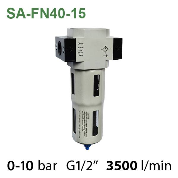 SA-FU40-15 - промисловий фільтр для тонкої очистки стисненого повітря 25 мікрон, 10 бар, 3500 л/хв