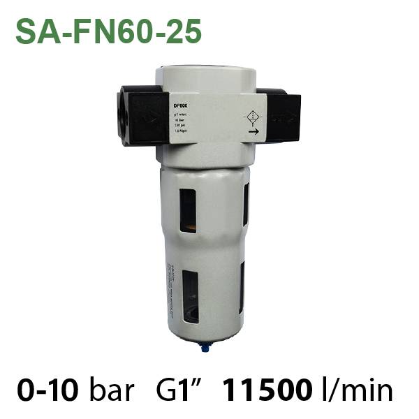 SA-FU60-25 - промисловий фільтр для тонкої очистки стисненого повітря 25 мікрон, 10 бар, 11500 л/хв