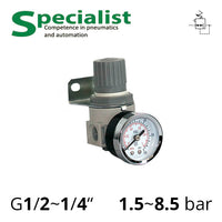 Регулятор тиску повітря з манометром 1/4"~1/2", 10 бар, до 1400 л/хв (серія SA-RM)