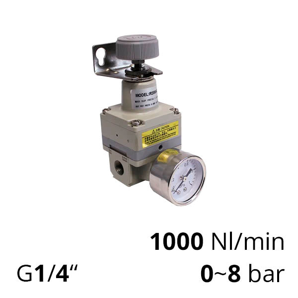 Прецизионный регулятор давления воздуха с манометром 1/4", 0~6 бар, до 1000 л/мин (серия SA-RP)