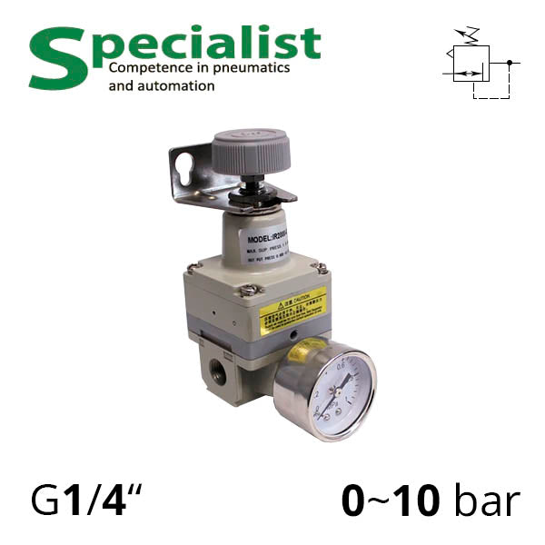 Прецизионный регулятор давления воздуха с манометром 1/4", 0~6 бар, до 1000 л/мин (серия SA-RP)