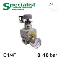 Прецизійний регулятор тиску повітря з манометром 1/4", 0~6 бар, до 1000 л/хв (серія SA-RP)