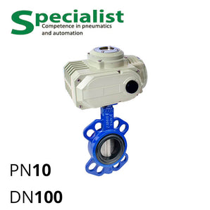 Дисковая поворотная задвижка ДУ 100 чугунная межфланцевая с электроприводом серии SCBF-D673-10XEX-100-HL-20