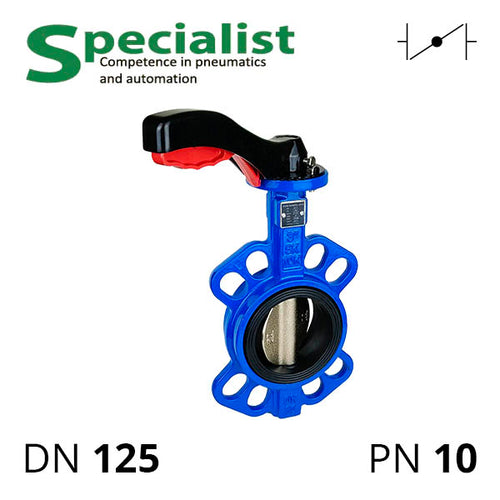 Дискова поворотна засувка ДУ 125 чавунна міжфланцева нерозбірна з рукояткою серії SCBF-D673