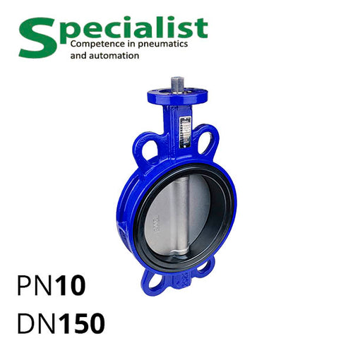 Дискова поворотна засувка ДУ 150 чавунна міжфланцева нерозбірна серії SCBF-D673-10XEX-150