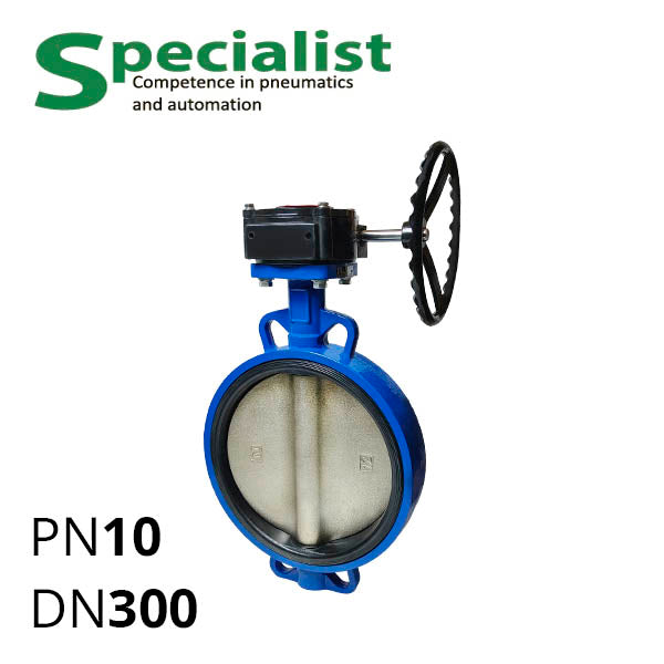 Дисковый поворотный затвор ДУ 300 чугунный межфланцевый неразборной с рукояткой серии SCBF-D673