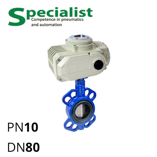 Дисковый поворотный затвор ДУ 80 Ру10 чугунный межфланцевый с электроприводом SCBF-D673-10XEX-80-HL-10